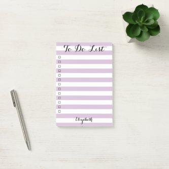 Personalized Purple Striped Checklist To Do List Post-it Notes