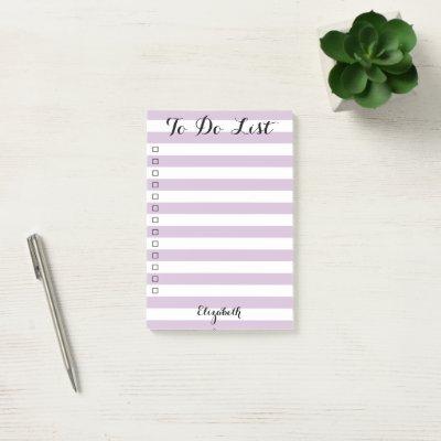 Personalized Purple Striped Checklist To Do List Post-it Notes