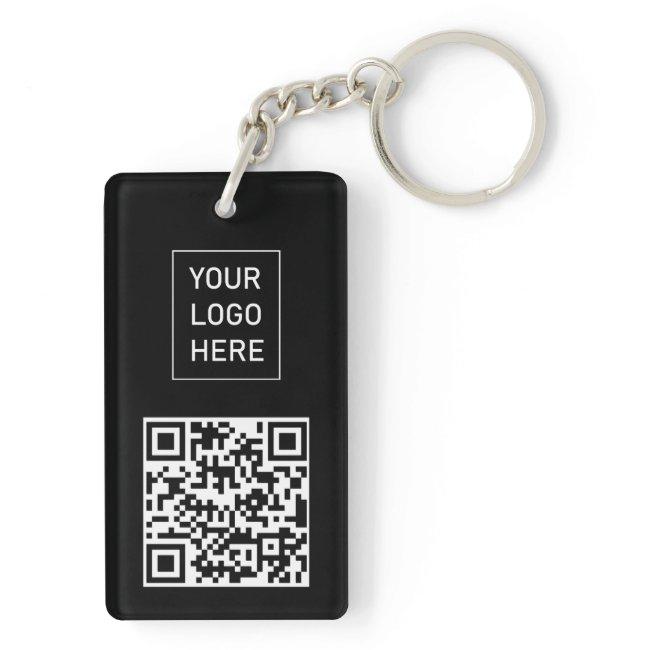 Personalized QR Code Your Logo Black Keychain