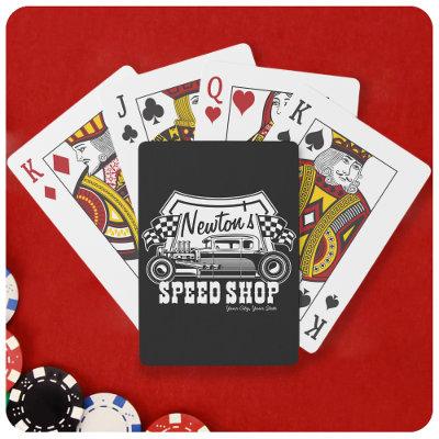 Personalized Racing Hot Rod Speed Shop Garage  Playing Cards