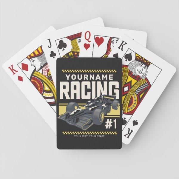 Personalized Racing Team Fast Race Car Driver  Playing Cards