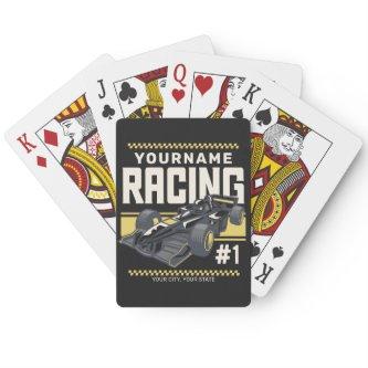Personalized Racing Team Fast Race Car Driver  Poker Cards