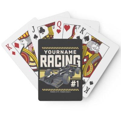 Personalized Racing Team Fast Race Car Driver  Poker Cards