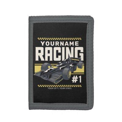 Personalized Racing Team Fast Race Car Driver  Trifold Wallet