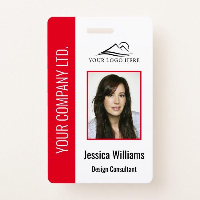 Personalized Red Corporate Employee Security ID Badge