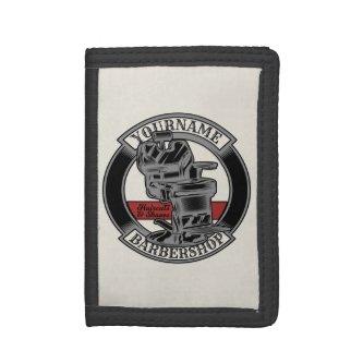 Personalized Retro BarberShop Barber Chair Salon  Trifold Wallet