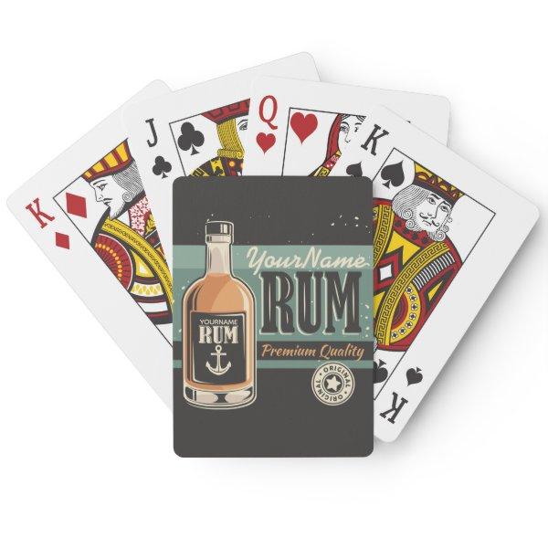 Personalized Sailor Rum Liquor Bottle Retro Sign  Poker Cards
