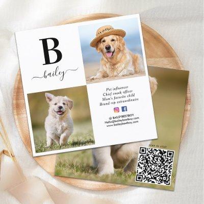 Personalized Social Media Monogram 3 Photo QR Code Square