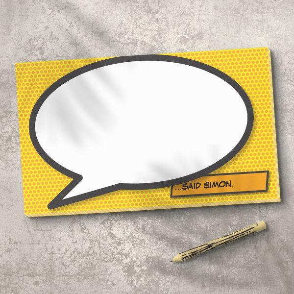 Personalized Speech Bubble Fun Comic Book Post-it Notes