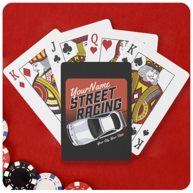Personalized Street Racing Race Car Motorsport  Playing Cards