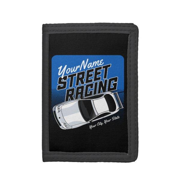 Personalized Street Racing Race Car Motorsport   Trifold Wallet