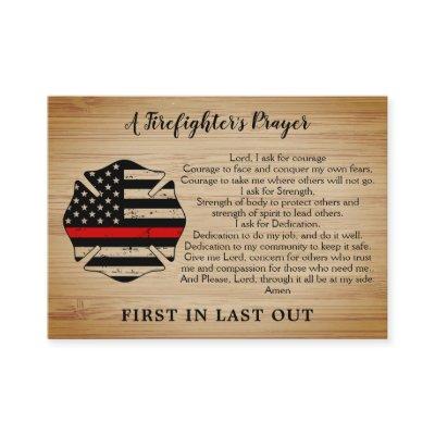 Personalized Thin Red Line Firefighter Prayer