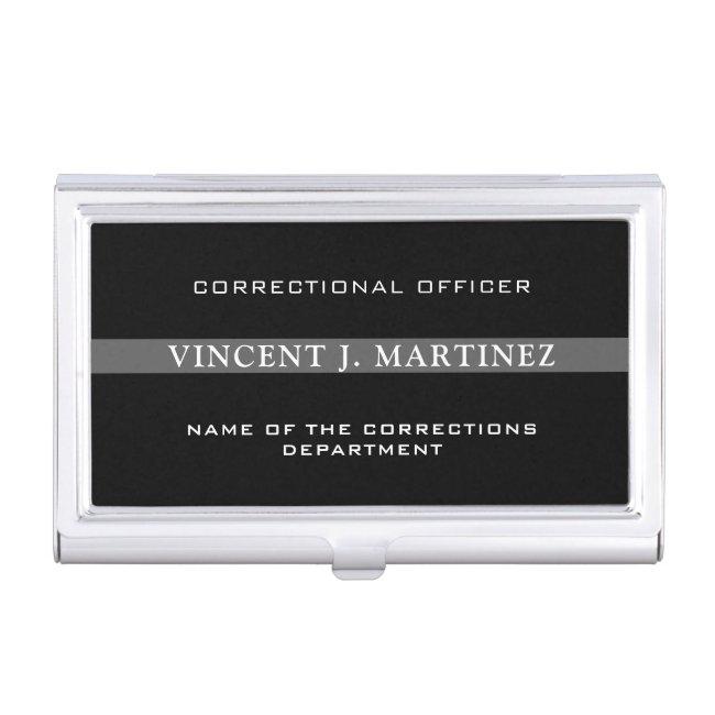 Personalized Thin Silver Line Corrections Officer Case