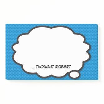 Personalized Think Bubble Fun Blue Comic Book Post-it Notes