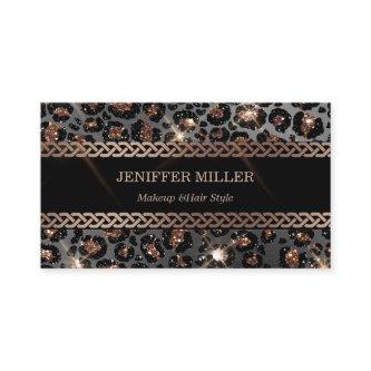 Personalized Trendy Leopard Black Gold Glitter