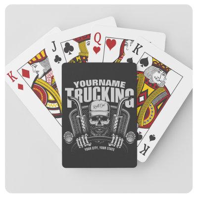 Personalized Trucking Skull Trucker Big Rig Truck Playing Cards