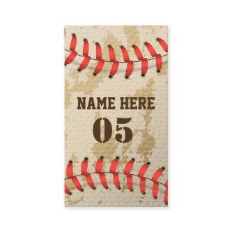 Personalized Vintage Baseball Name Number Retro Discount Card