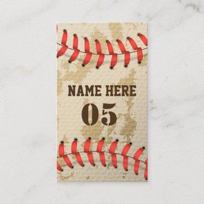 Personalized Vintage Baseball Name Number Retro Discount Card