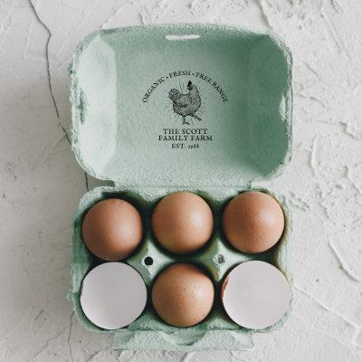 Personalized Vintage Family Farm Egg Carton Rubber Stamp