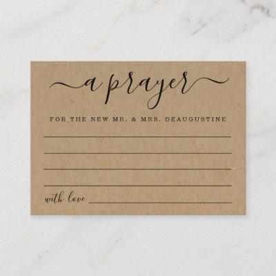 Personalized Wedding Prayer Card - Rustic Kraft