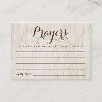 Personalized Wedding Prayer Card - Rustic Wood