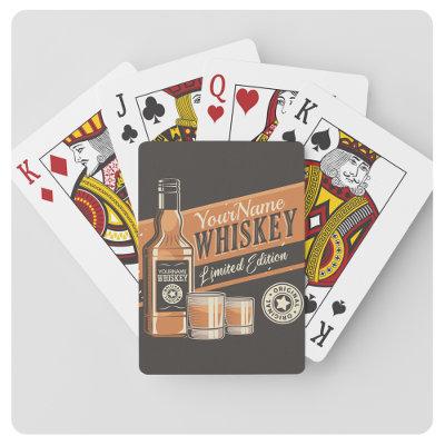 Personalized Whiskey Liquor Bottle Western Bar   Playing Cards