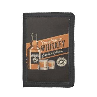 Personalized Whiskey Liquor Bottle Western Bar  Trifold Wallet