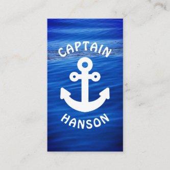 Personalized White Anchor Blue Water Captain