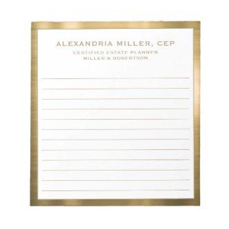 Personalized White and Gold Professional Notepad