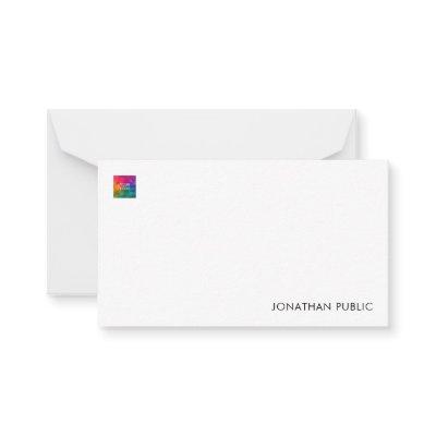 Personalized Your Name Company Logo Simple Note Card