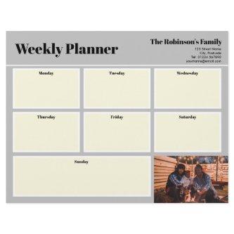 Personalized Your Photo Weekly Planner Plain Gray Letterhead