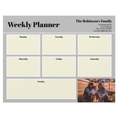 Personalized Your Photo Weekly Planner Plain Gray Letterhead