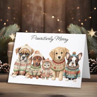 Pet Business Christmas Cute Dog Cat Pets  Holiday Card
