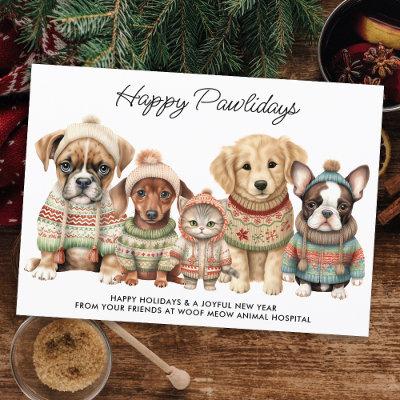 Pet Business Christmas Festive Cute Dog Cat Pets Holiday Card
