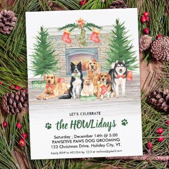 Pet Business Dog Lover Cute Dogs Christmas Holiday Invitation Postcard