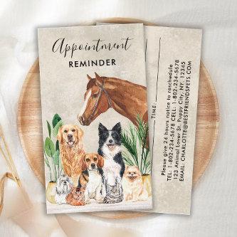 Pet Care Dog Cat Horse Animals Sitter Watercolor Appointment Card