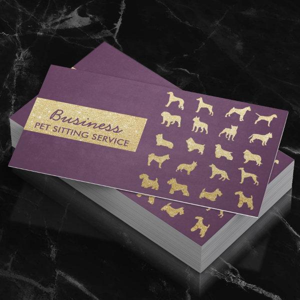 Pet Care Modern Purple & Gold Dogs Silhouettes