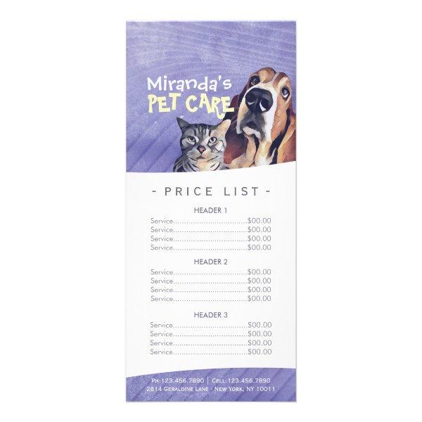 Pet Care Sitting Grooming Beauty Salon Price List  Rack Card