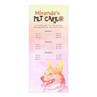 Pet Care Sitting Grooming Beauty Salon Price List Rack Card