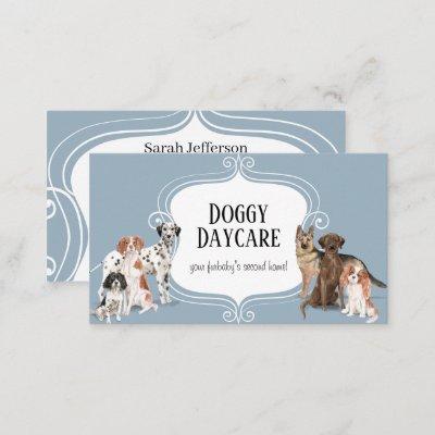 Pet Care Watercolor Dog Breeds Dusty Blue Adorable