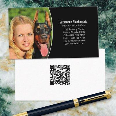 Pet Companion Black White Custom Photo QR Code