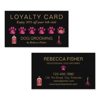 Pet Dog Grooming Black Pink Loyalty Rewards Card