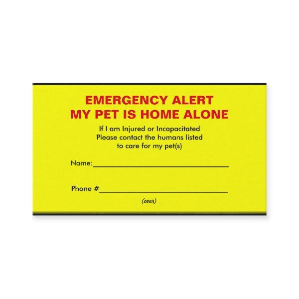 Pet Emergency Alert Home Alone Cards