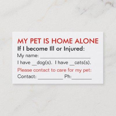 Pet emergency contact info wallet cards dog cat