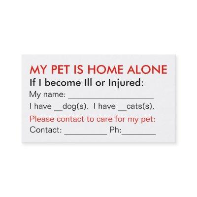 Pet emergency contact info wallet cards dog cat