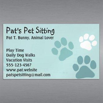 Pet Paw Prints on Teal Cat and Dog Animal Services Magnetic