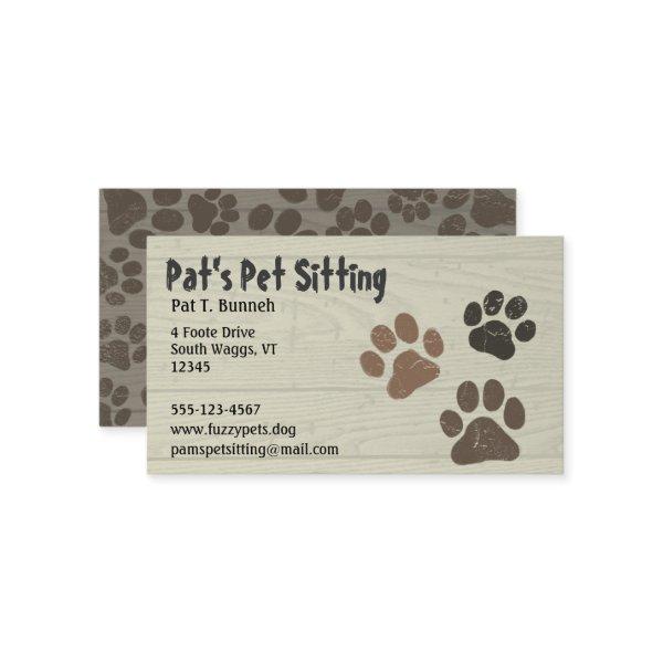 Pet Paws Dog or Cat Paw Prints Faux Weathered Wood