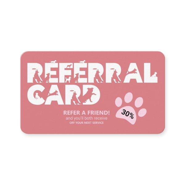Pet Services Paw Print  Referral Card