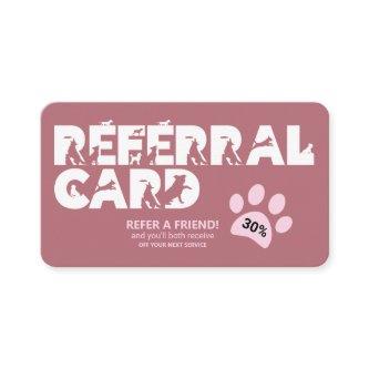 Pet Services Paw Print  Referral Card
