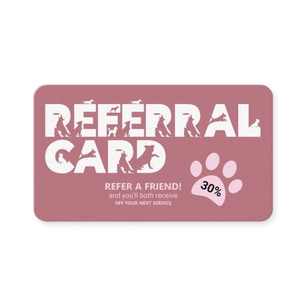 Pet Services Paw Print  Referral Card